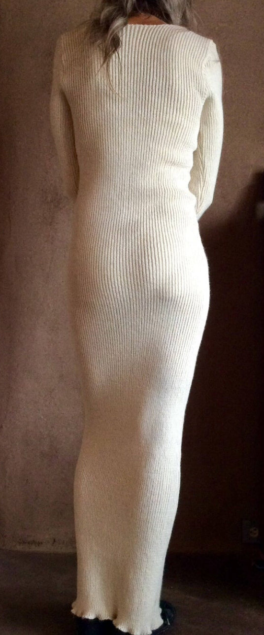 Long, stretchy, rib knit dress