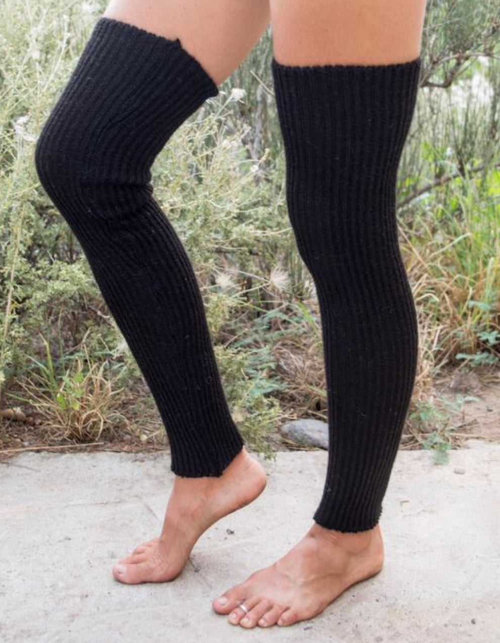 Stretchy, rib knit, long, leg warmers