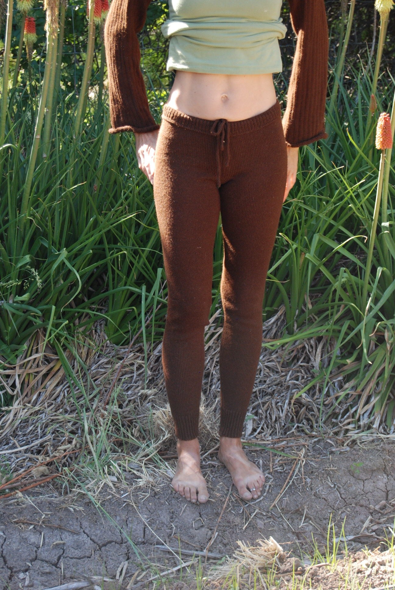 Plain knit leggings