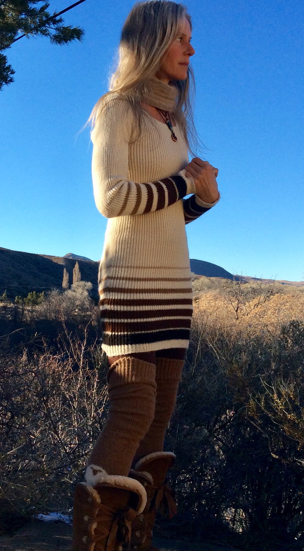 Long sleeve, stretchy, rib knit dress