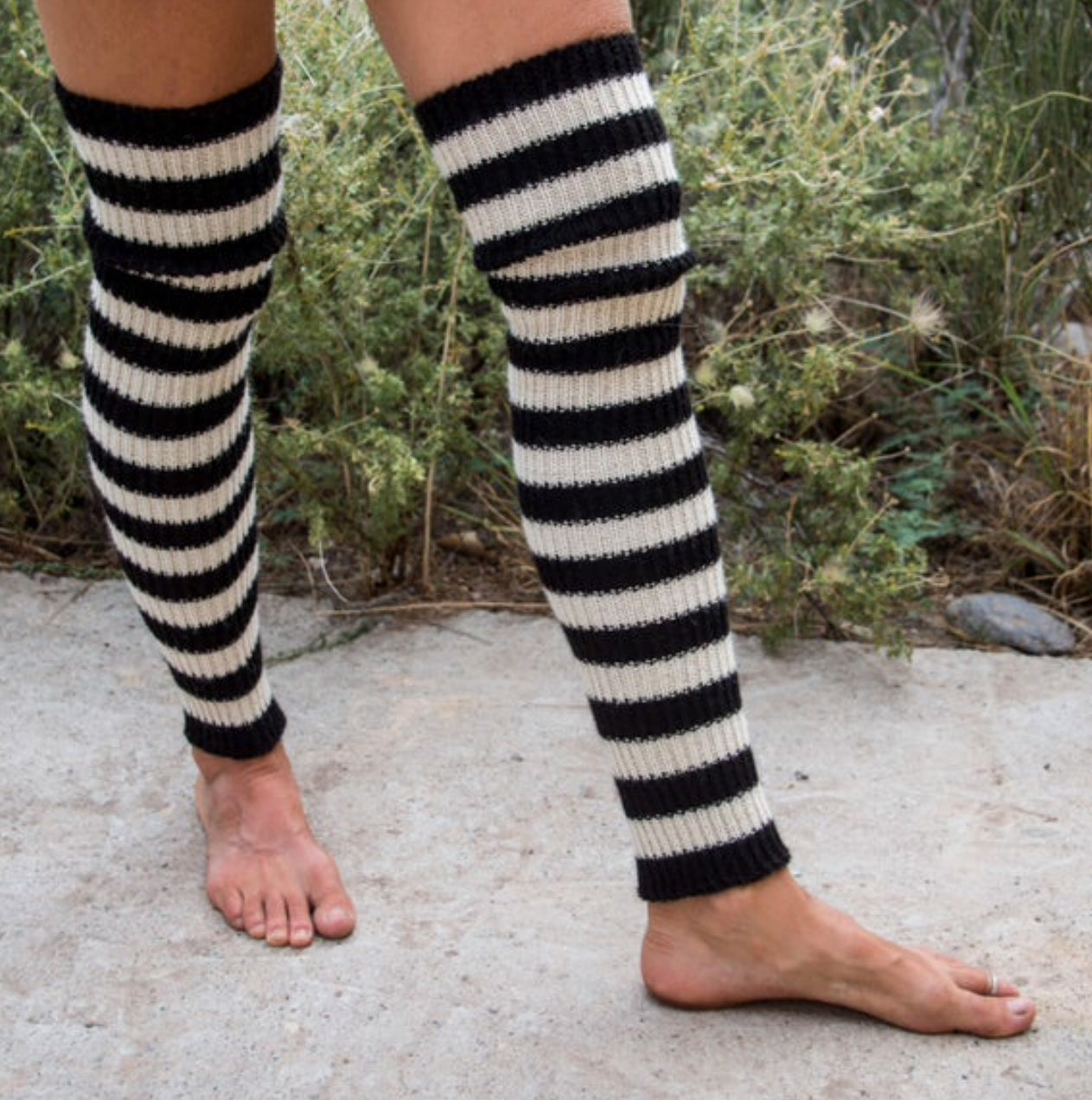 Striped long leg warmers