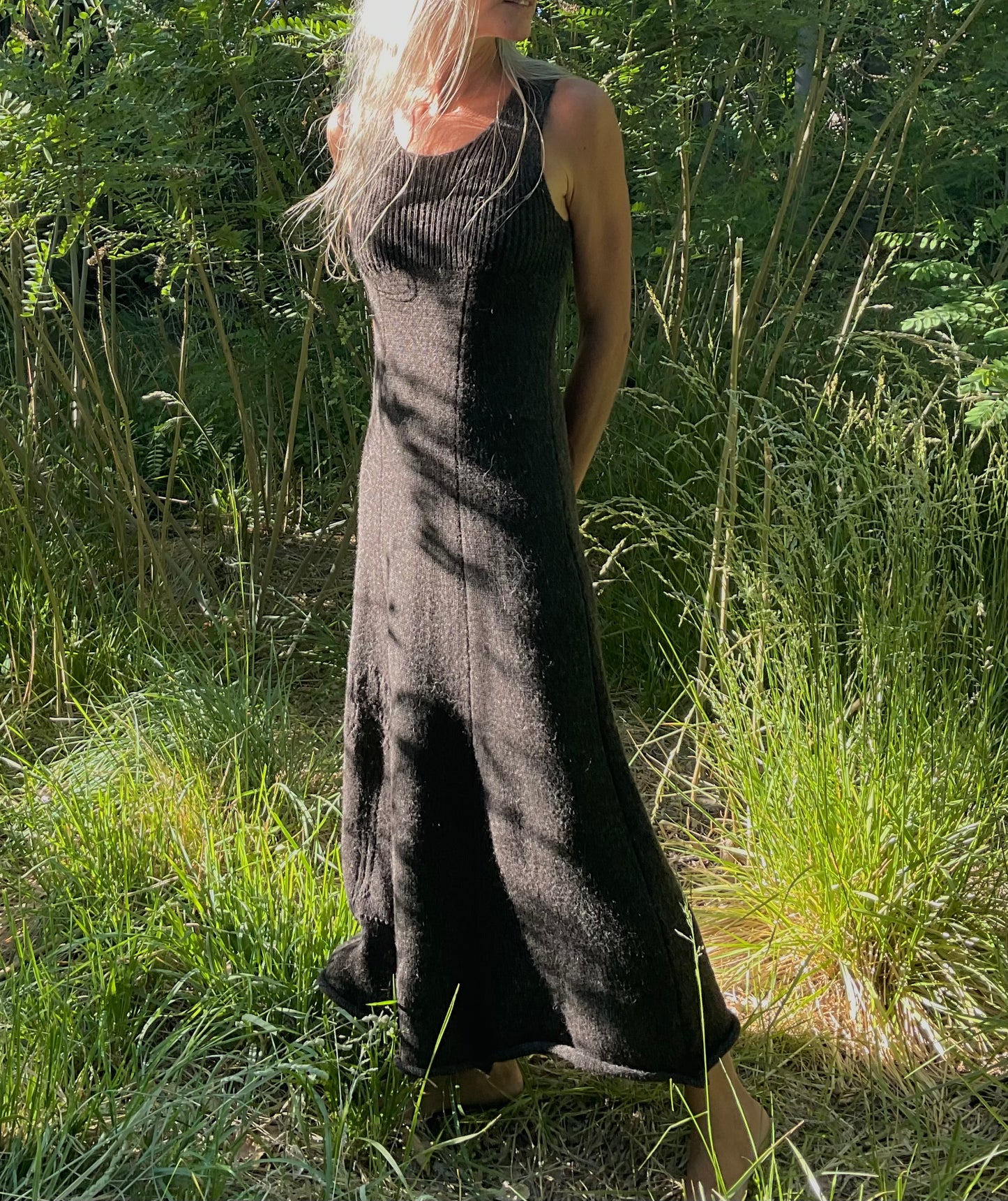 Spirit dress- alpaca, knit, empire waist, tank gown