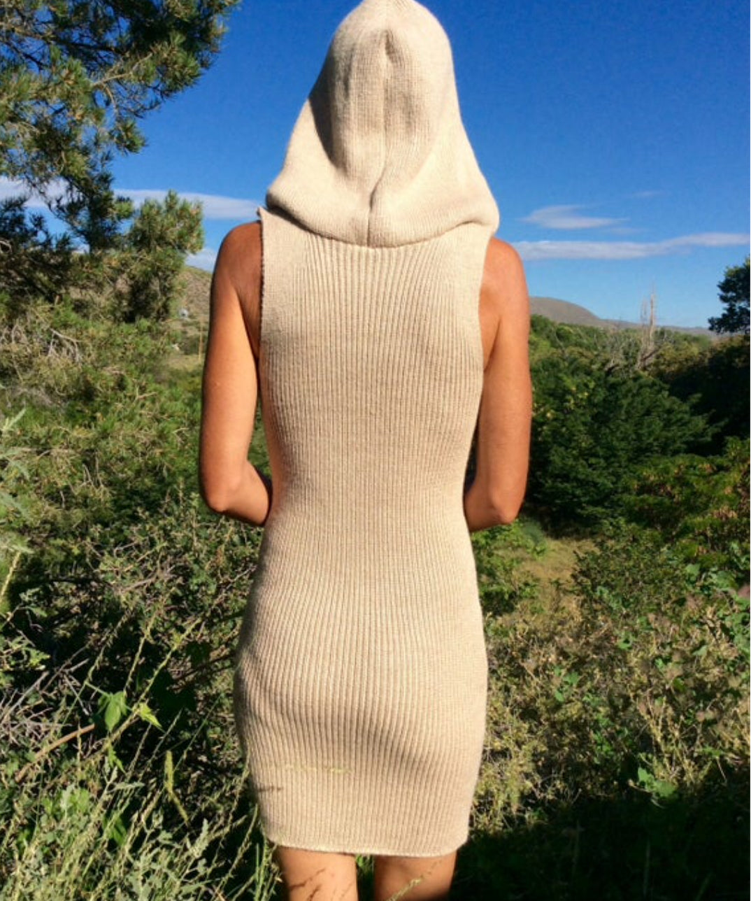 Hooded, stretchy, tank dress