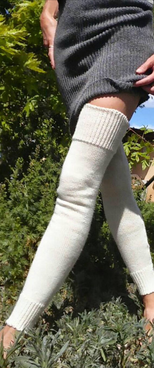 Long, plain knit leg warmers