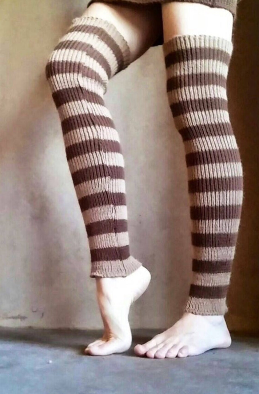 Striped long leg warmers