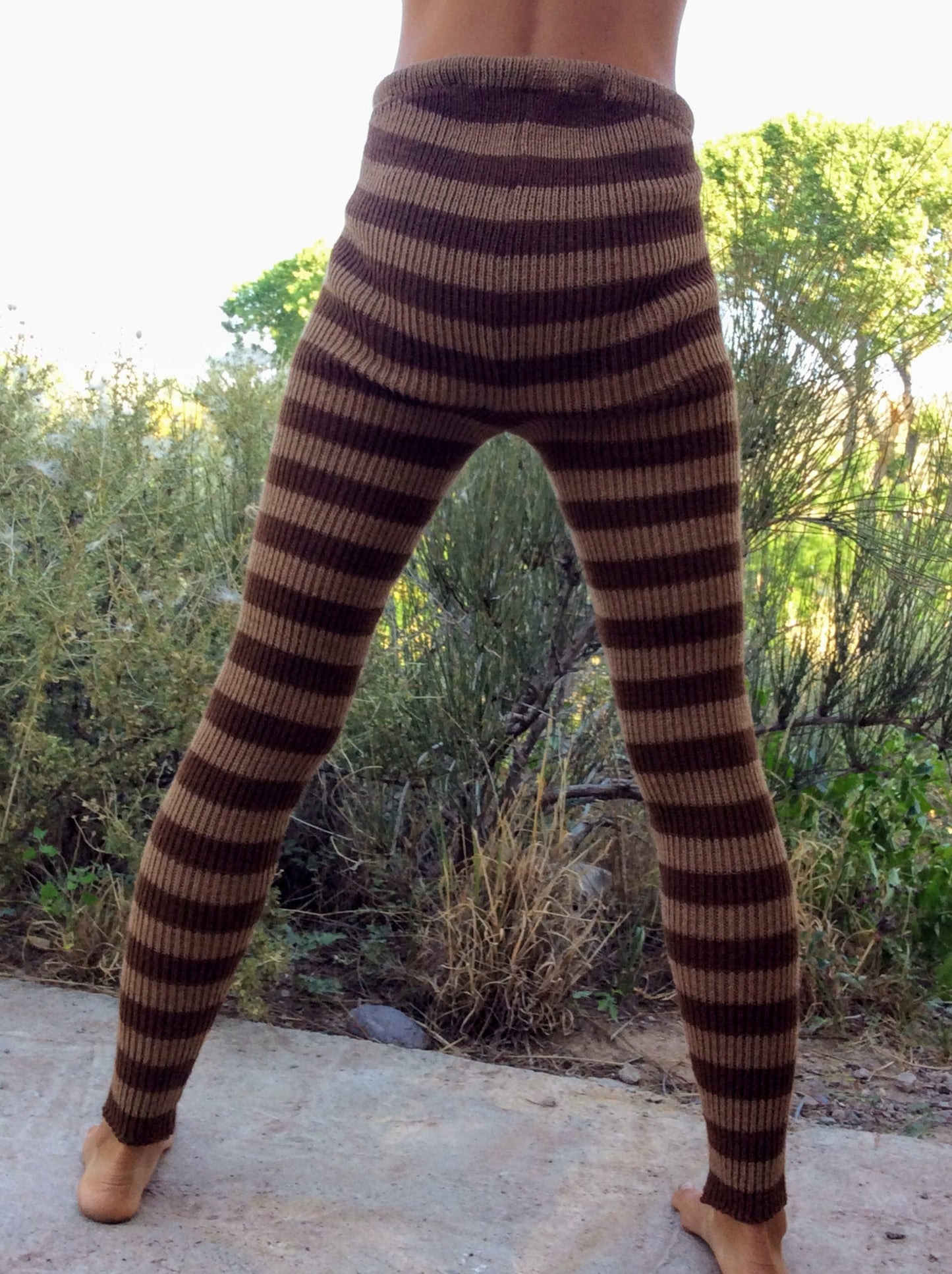Striped, stretchy, rib knit leggings