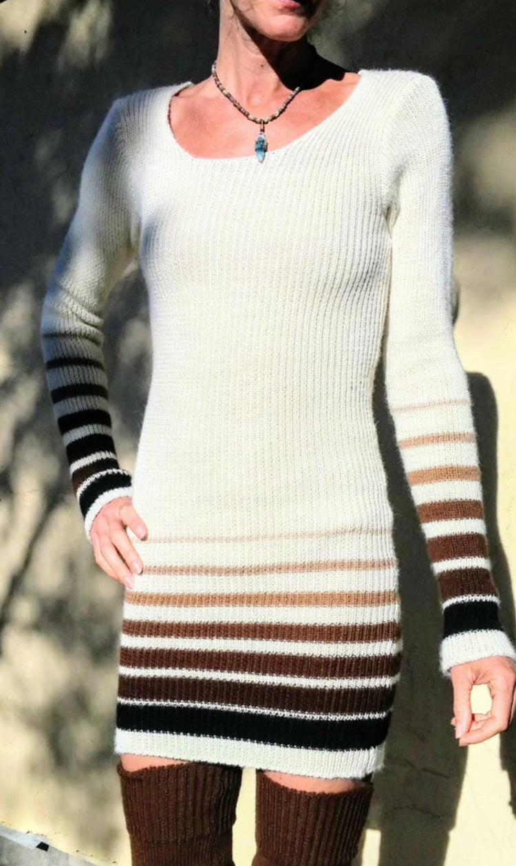 Long sleeve, stretchy, rib knit dress