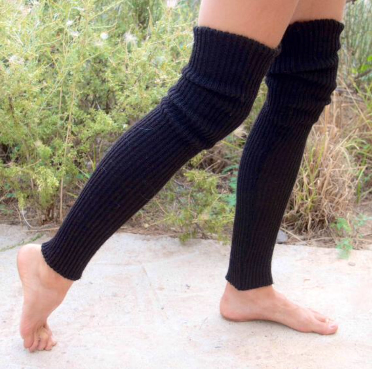 Stretchy, rib knit, long, leg warmers