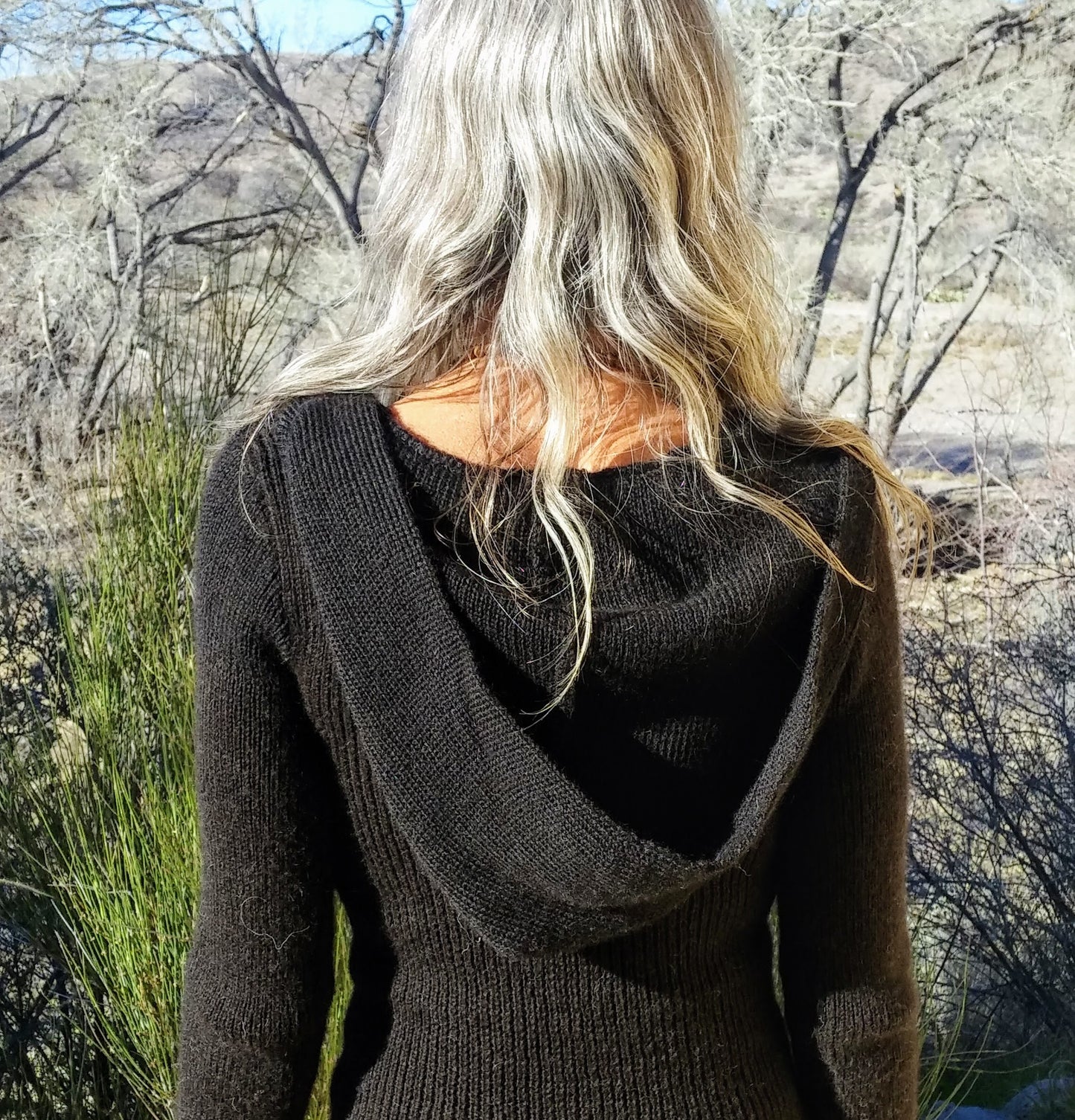 Hooded, rib knit sweater