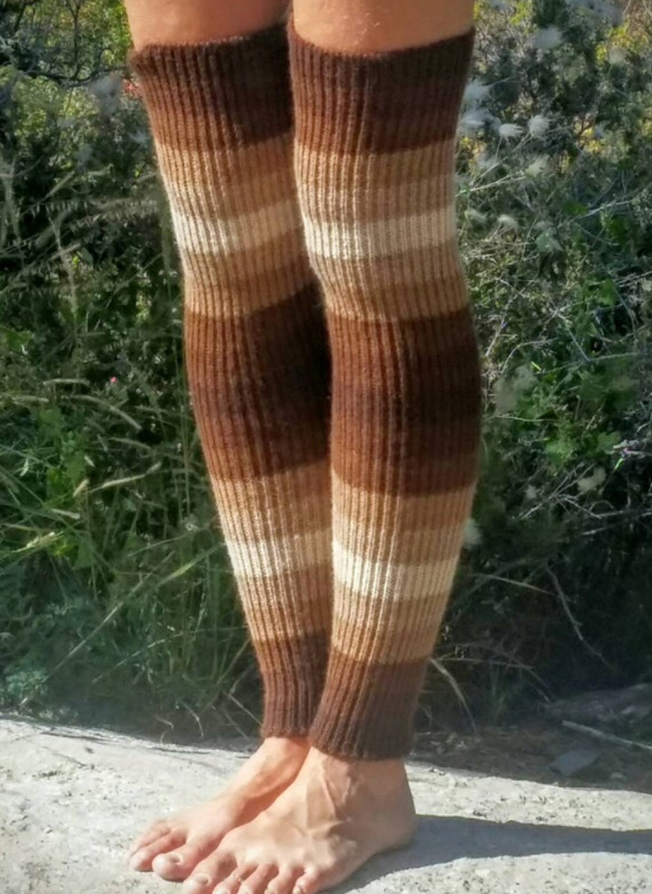 Striped long leg warmers