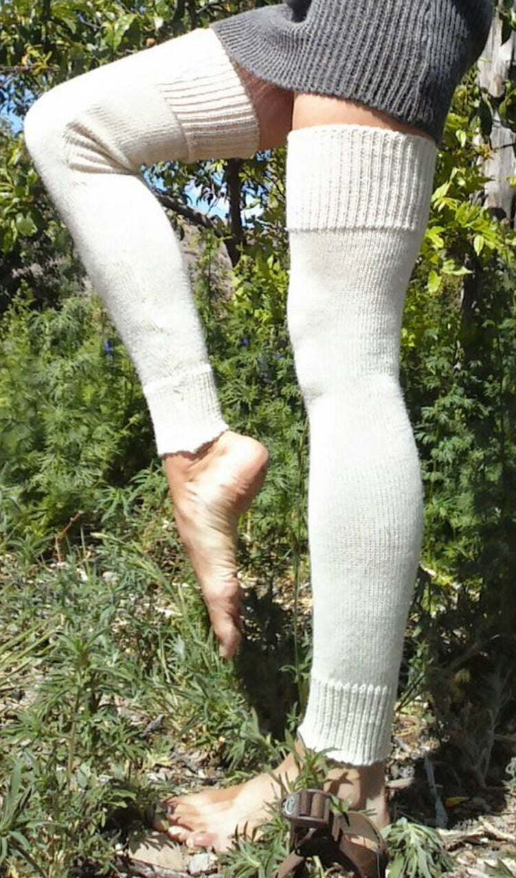 Long, plain knit leg warmers