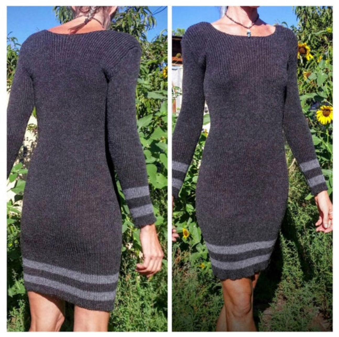 Long sleeve, stretchy, rib knit dress