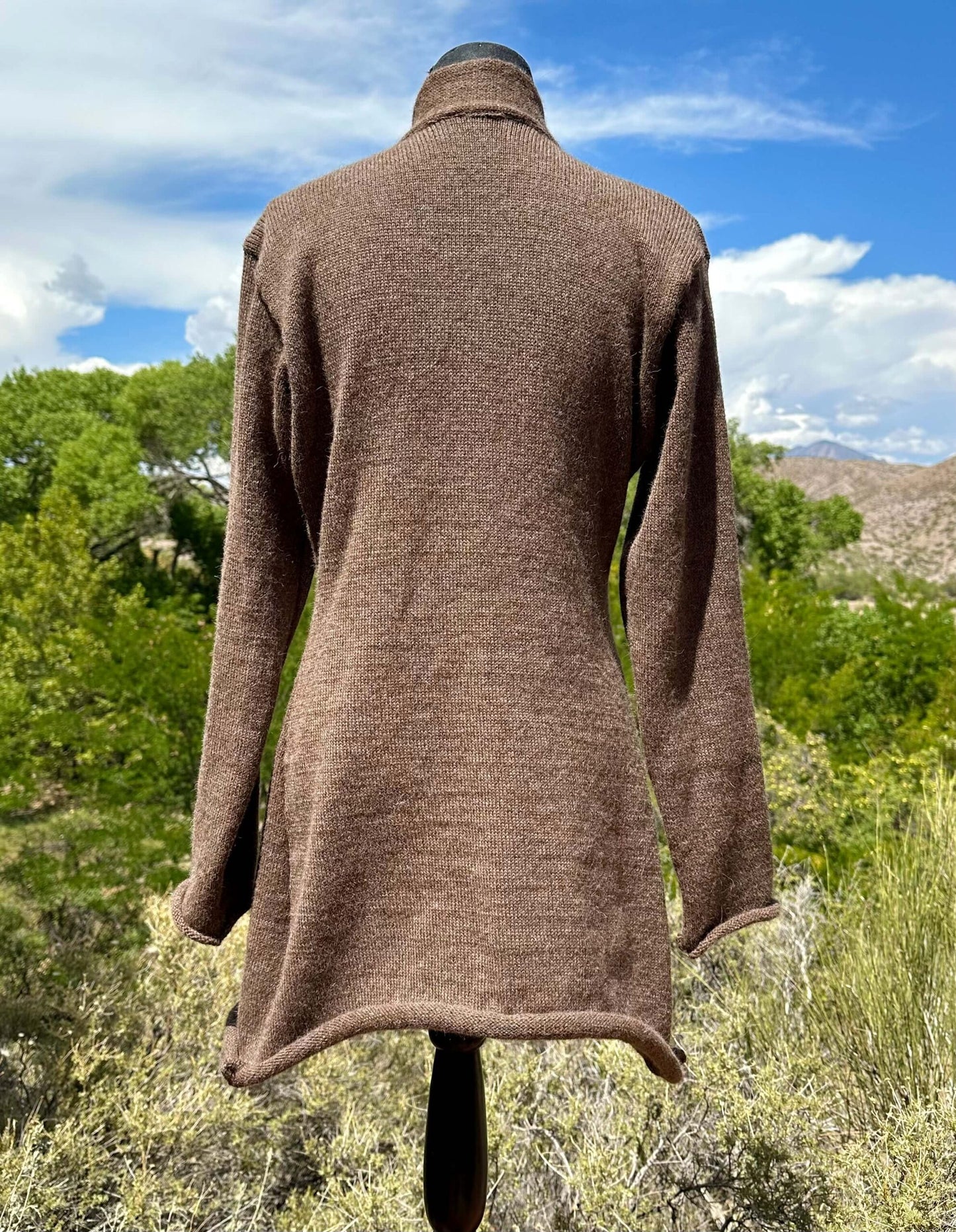 Braided fastening long sweater