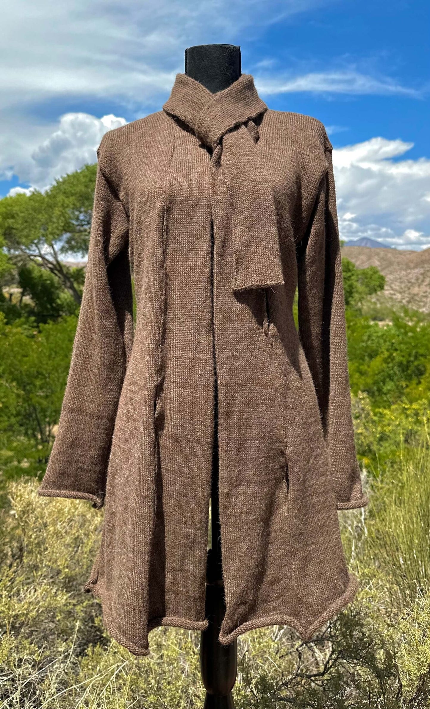 Braided fastening long sweater