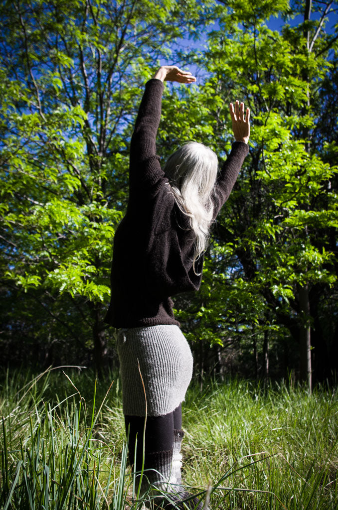 Hooded, rib knit sweater